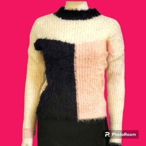 3/$30 Y2K Color Block Chenille Oversized Shaggy Eyelash Sweater